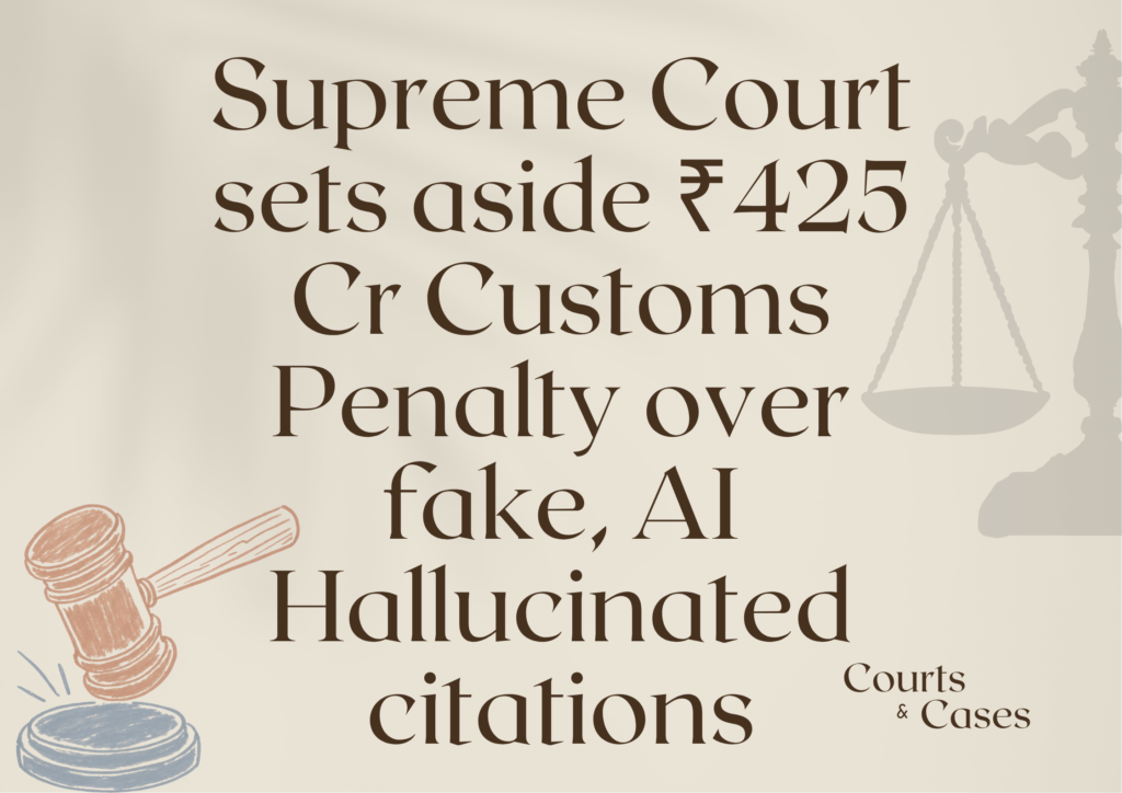 Supreme Court sets aside ₹425 Cr Customs Penalty over fake, AI Hallucinated citations